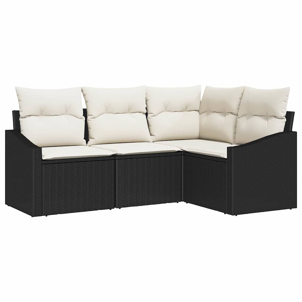 Garten Essgruppe mit Kissen 4 pcs Schwarz und Creme